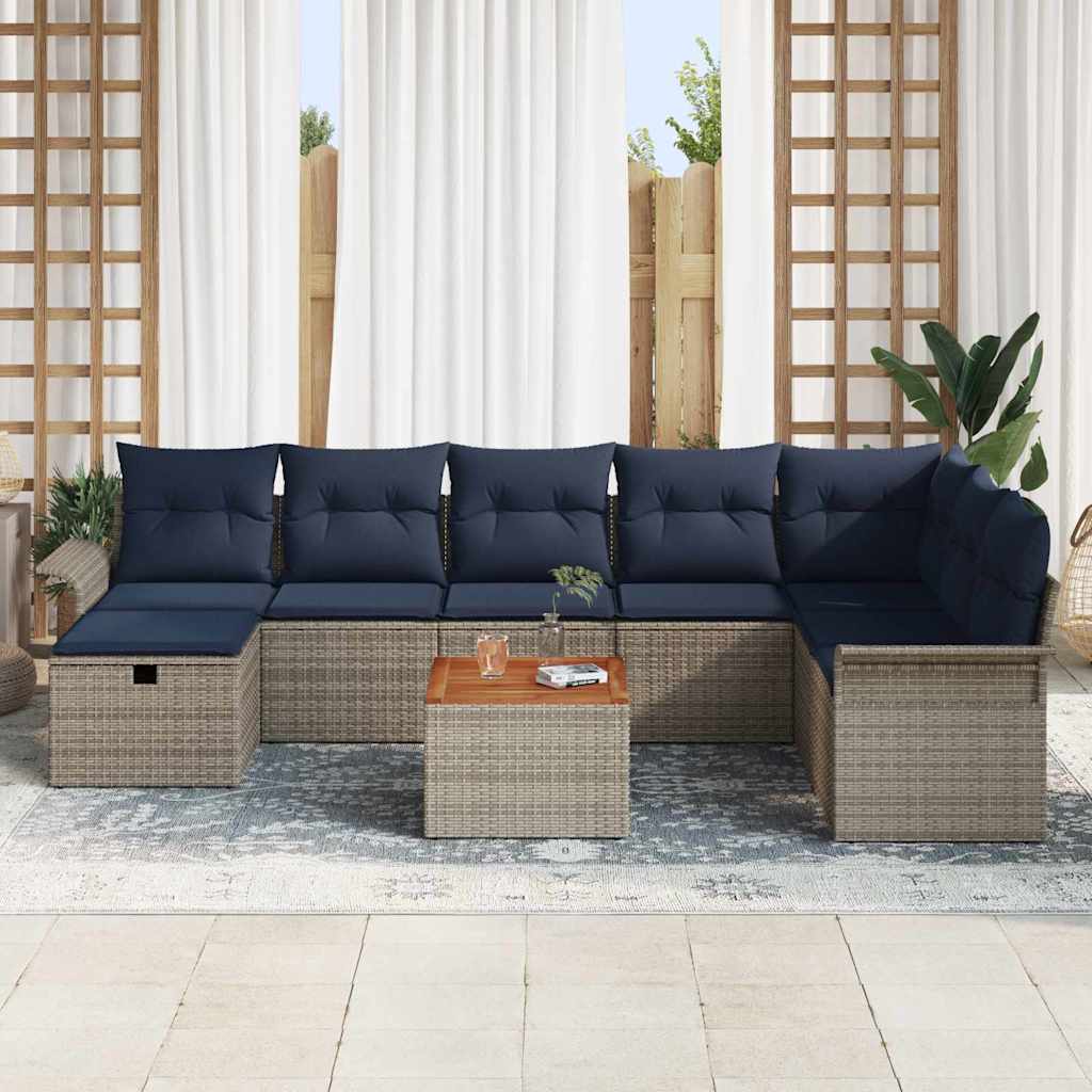 Sjedeća garnitura za vrt 9 kom. Siva poliratan 297,5 x 187,5 x 85 cm