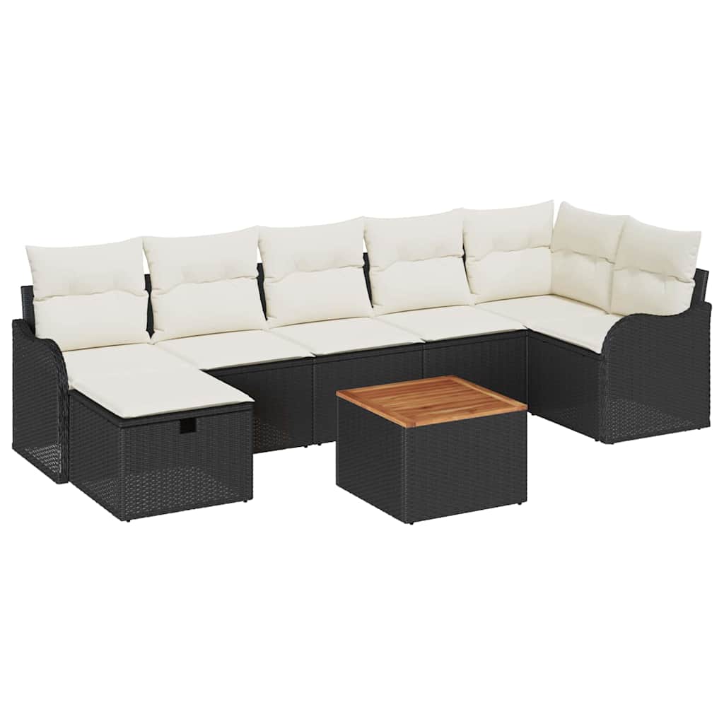 Sjedeća garnitura za vrt 8 kom. Crna poliratan 287,5 x 122,5 x 85 cm