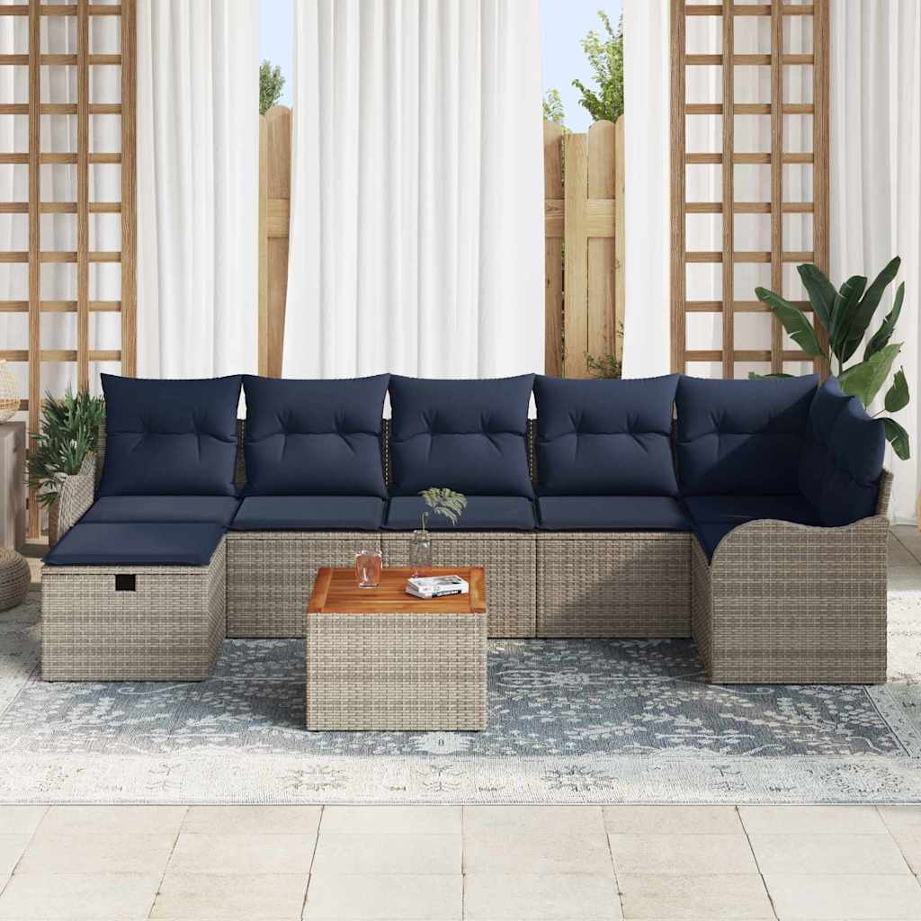Sjedeća garnitura za vrt 8 kom. Siva poliratan 287,5 x 122,5 x 85 cm