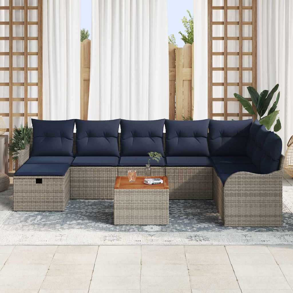 Sjedeća garnitura za vrt 9 kom. Siva poliratan 287,5 x 177,5 x 85 cm