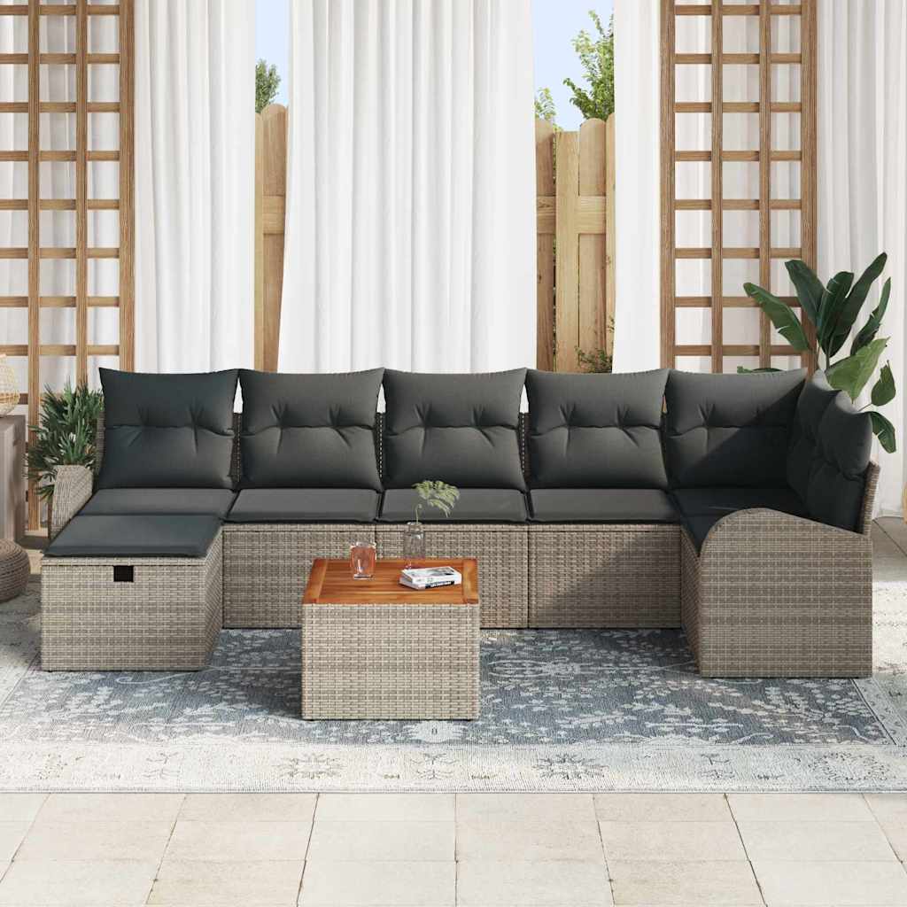Sjedeća garnitura za vrt 8 kom. Siva poliratan 289 x 124 x 85 cm