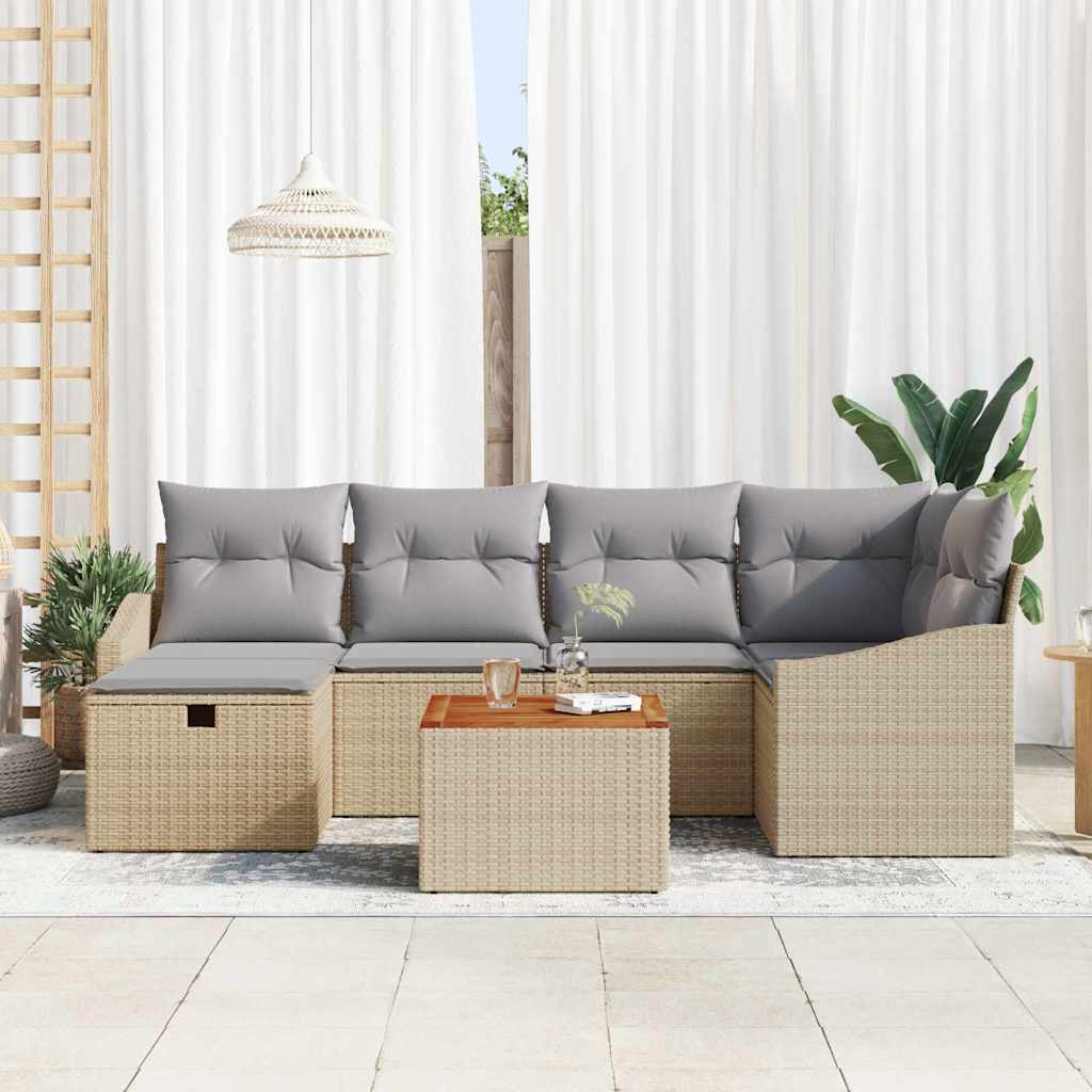 Sjedeća garnitura za vrt 7 kom. Bež poliratan 233,5 x 123,5 x 85 cm