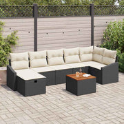 Sjedeća garnitura za vrt 8 kom. Crna poliratan 288.5 x 123.5 x 85 cm