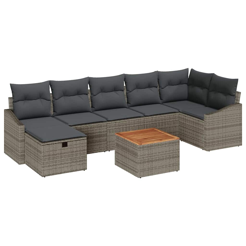Sjedeća garnitura za vrt 8 kom. Siva poliratan 288,5 x 123,5 x 85 cm