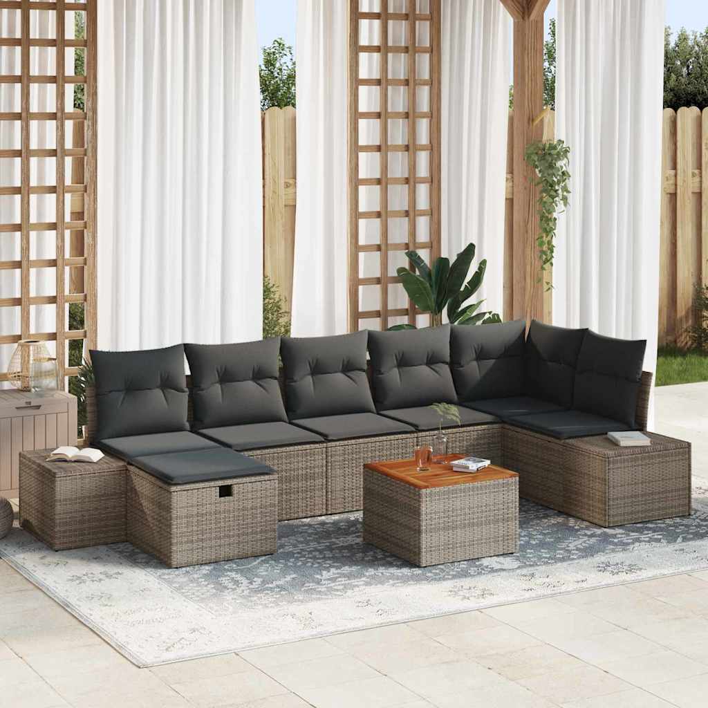 Sjedeća garnitura za vrt 8 kom. Siva poliratan 319 x 154 x 85 cm