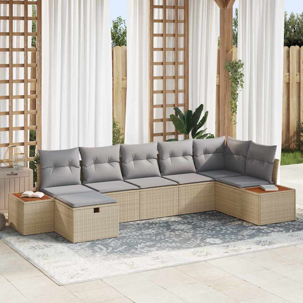 Sjedeća garnitura za vrt 8 kom. Bež poliratan 319 x 154 x 85 cm