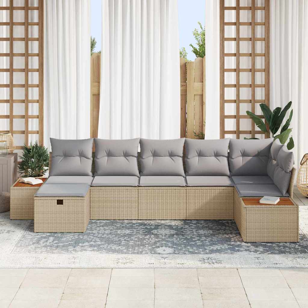 Sjedeća garnitura za vrt 8 kom. Bež poliratan 319 x 154 x 85 cm