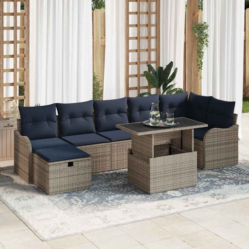 Sjedeća garnitura za vrt 8 kom. Siva poliratan Smeđa 287,5 x 122,5 x 85 cm