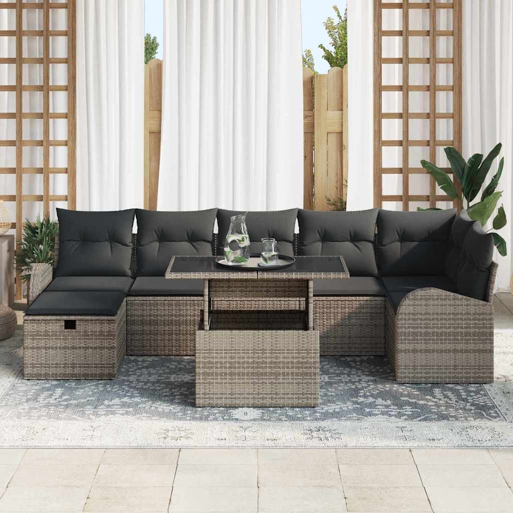 Sjedeća garnitura za vrt 8 kom. Siva poliratan 289 x 124 x 85 cm