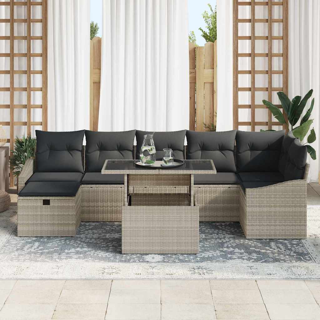 Sjedeća garnitura za vrt 8 kom. poliratan Siva 55 x 55 x 37 cm