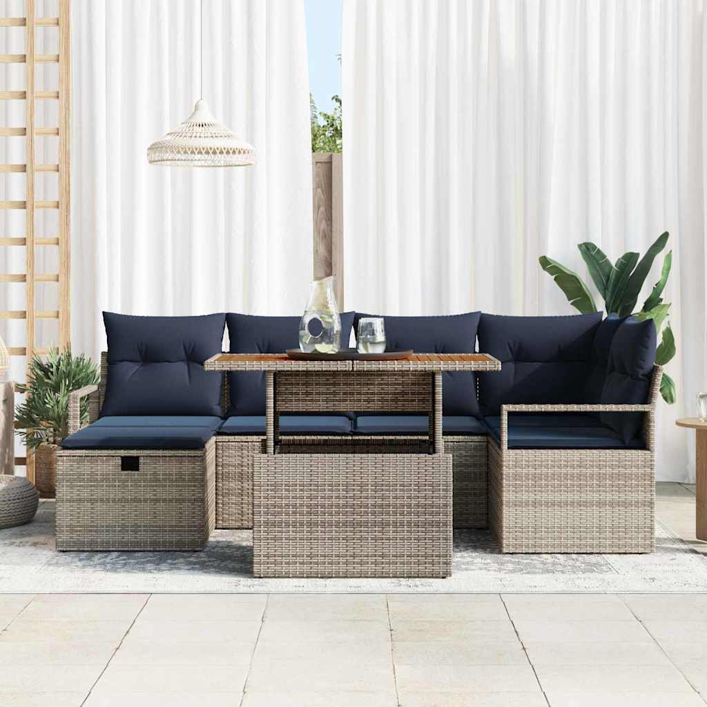 Sjedeća garnitura za vrt 7 kom. Siva poliratan 232 x 122 x 85 cm