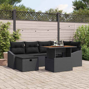 Sjedeća garnitura za vrt 7 kom. Crna poliratan 233.5 x 123.5 x 85 cm