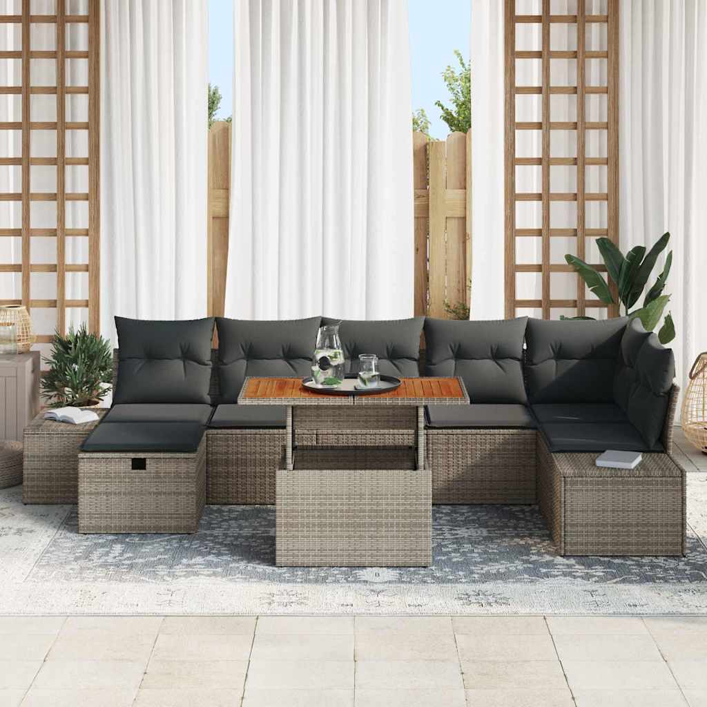 Sjedeća garnitura za vrt 8 kom. Siva poliratan 319 x 154 x 85 cm