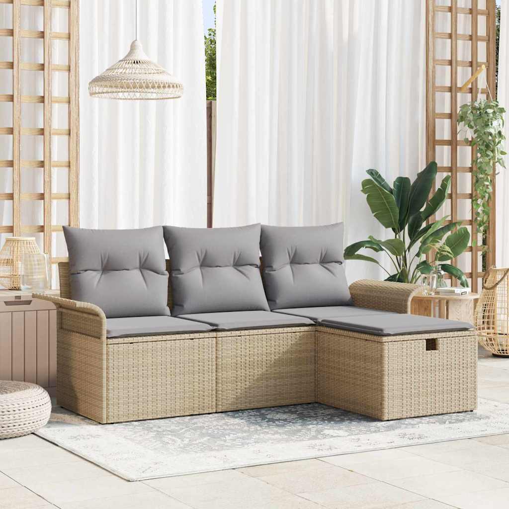 Sjedeća garnitura za vrt 4 kom. Poli ratan Siva 196 x 117 x 85 cm