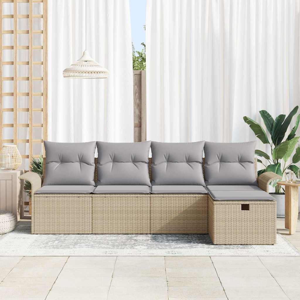 Sjedeća garnitura za vrt 5 kom. Poli ratan Crna 251 x 117 x 85 cm