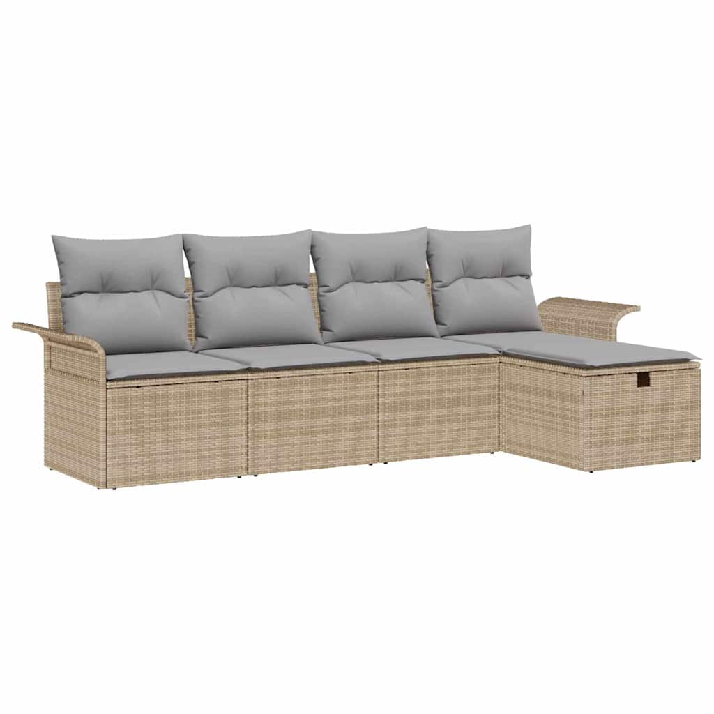 Sjedeća garnitura za vrt 5 kom. Poli ratan Crna 251 x 117 x 85 cm