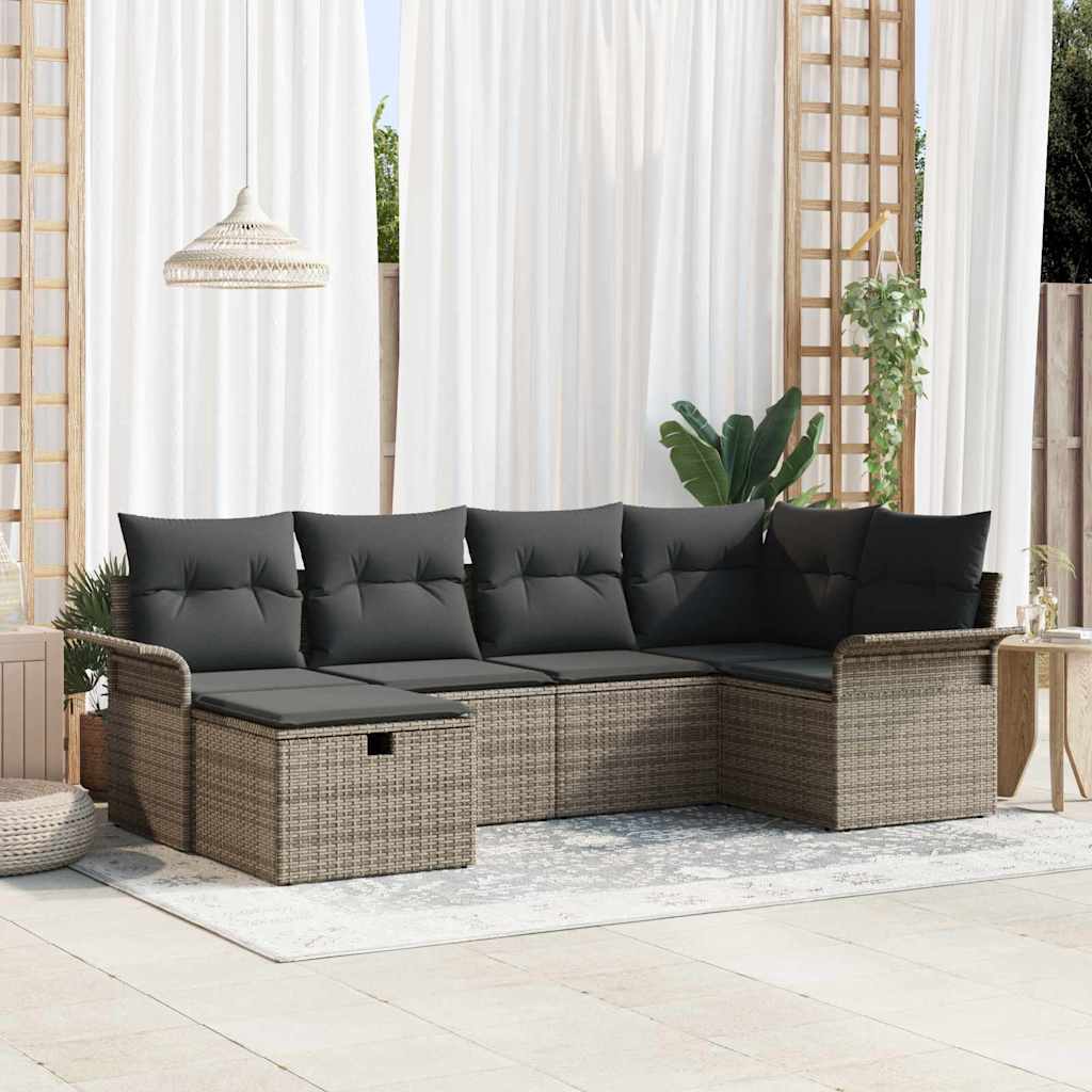 Sjedeća garnitura za vrt 6 kom. Poli ratan Smeđa 242,5 x 132,5 x 85 cm