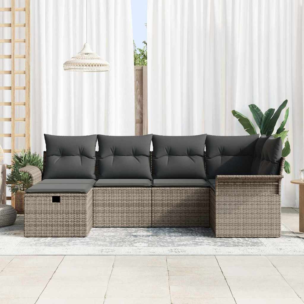 Sjedeća garnitura za vrt 6 kom. Poli ratan Smeđa 242,5 x 132,5 x 85 cm