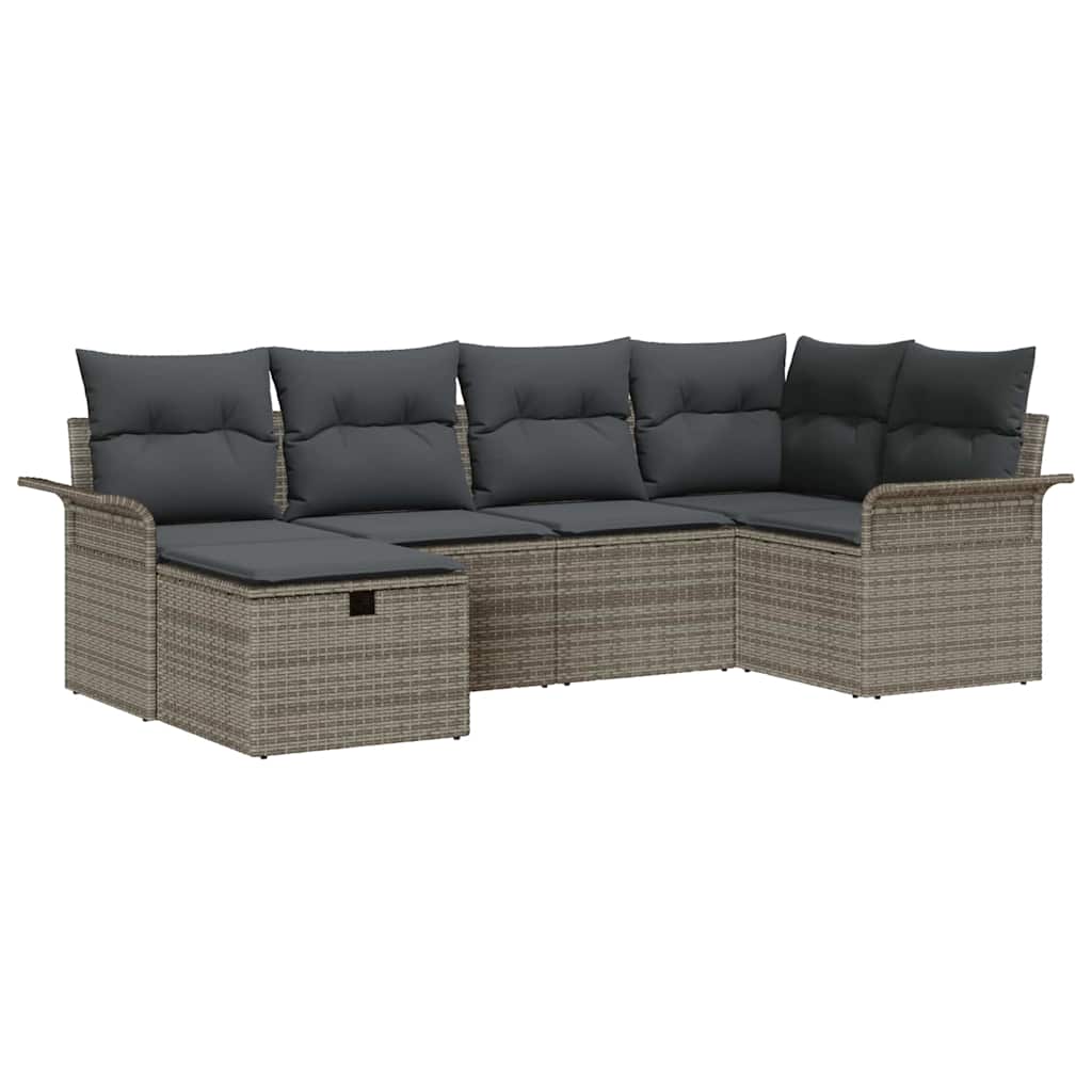 Sjedeća garnitura za vrt 6 kom. Poli ratan Smeđa 242,5 x 132,5 x 85 cm