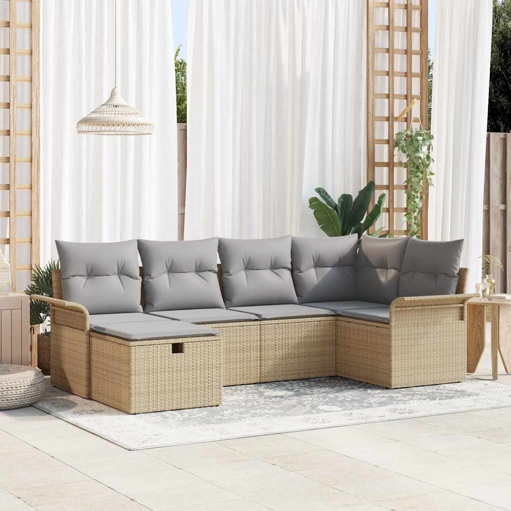 Sjedeća garnitura za vrt 6 kom. Poli ratan Siva 242,5 x 132,5 x 85 cm