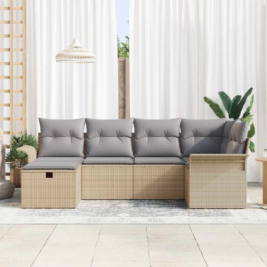 Sjedeća garnitura za vrt 6 kom. Poli ratan Siva 242,5 x 132,5 x 85 cm