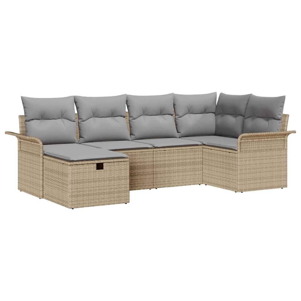 Sjedeća garnitura za vrt 6 kom. Poli ratan Siva 242,5 x 132,5 x 85 cm