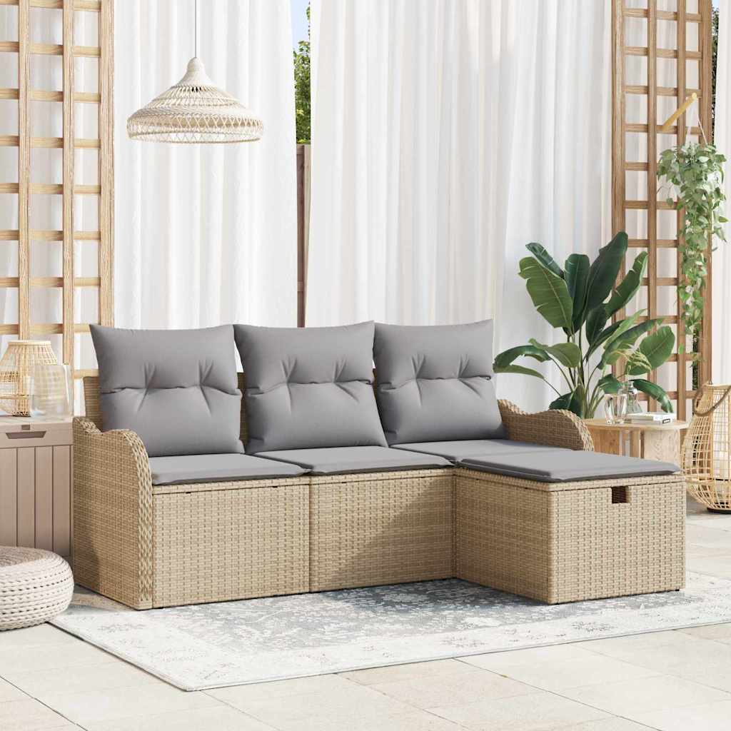 Sjedeća garnitura za vrt 4 kom. Poli ratan Svjetlosiva 176 x 117 x 85 cm