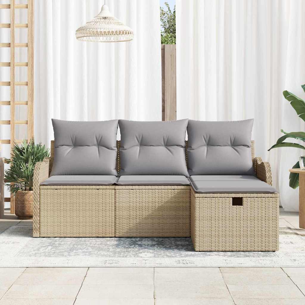 Sjedeća garnitura za vrt 4 kom. Poli ratan Svjetlosiva 176 x 117 x 85 cm