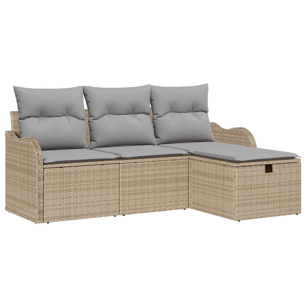 Sjedeća garnitura za vrt 4 kom. Poli ratan Svjetlosiva 176 x 117 x 85 cm