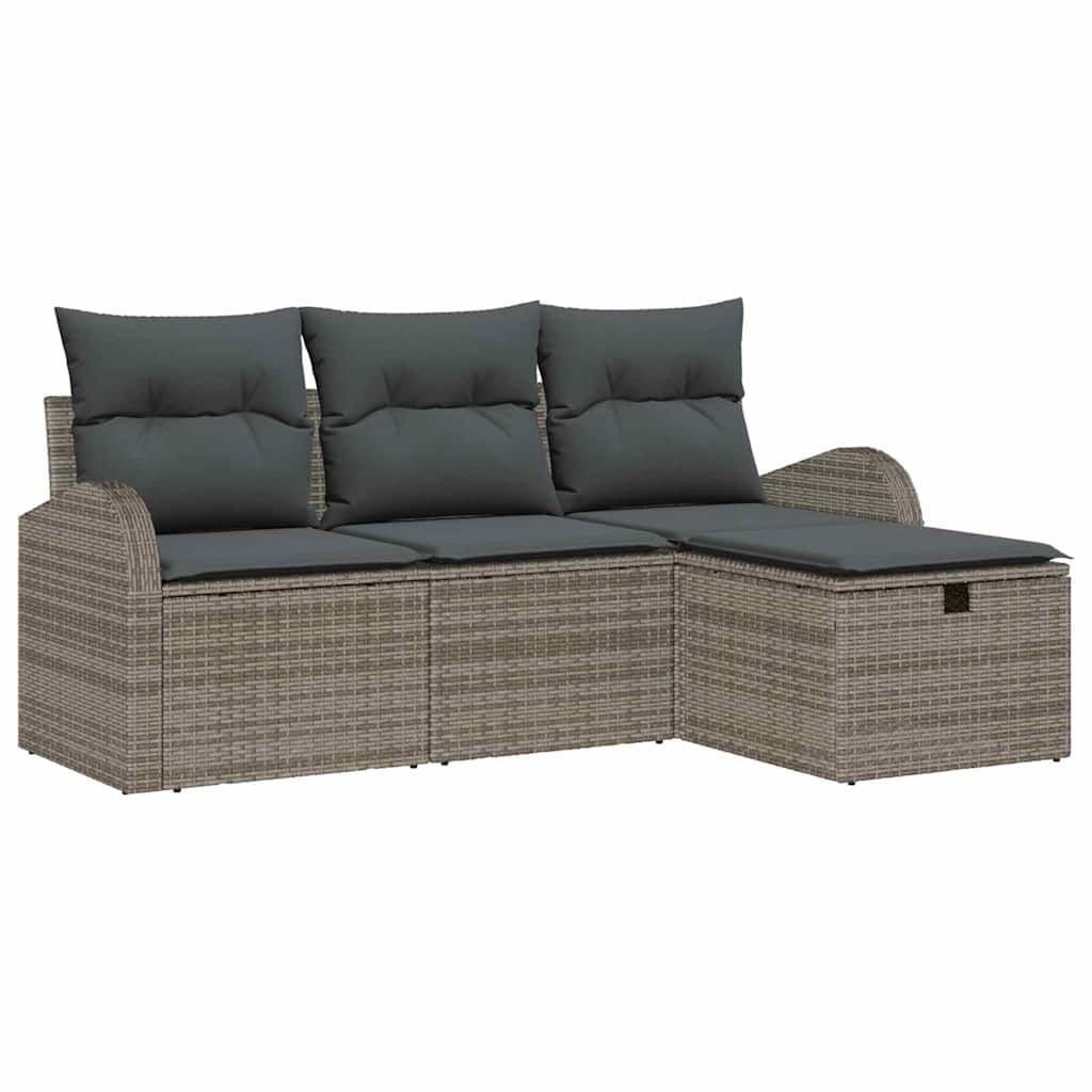 Sjedeća garnitura za vrt 4 kom. Siva poliratan Crna 179 x 117 x 85 cm