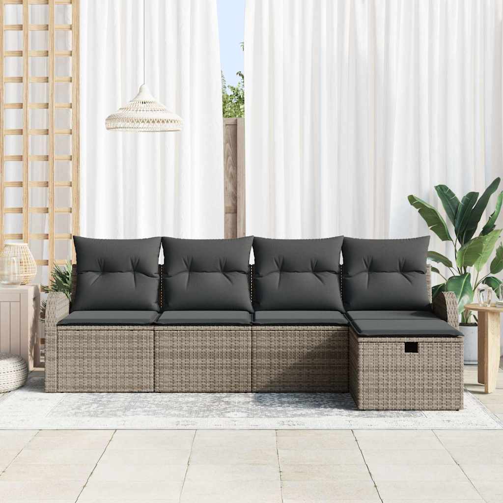 Sjedeća garnitura za vrt 5 kom. Siva poliratan 234 x 117 x 85 cm