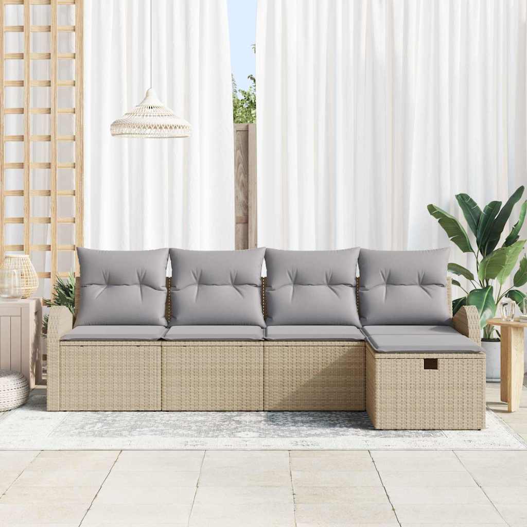 Sjedeća garnitura za vrt 5 kom. Bež poliratan 234 x 117 x 85 cm