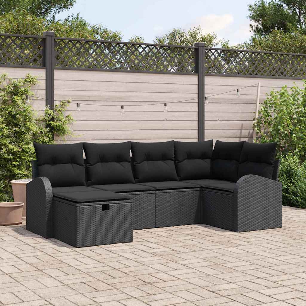Sjedeća garnitura za vrt 6 kom. Crna poliratan 234 x 124 x 85 cm