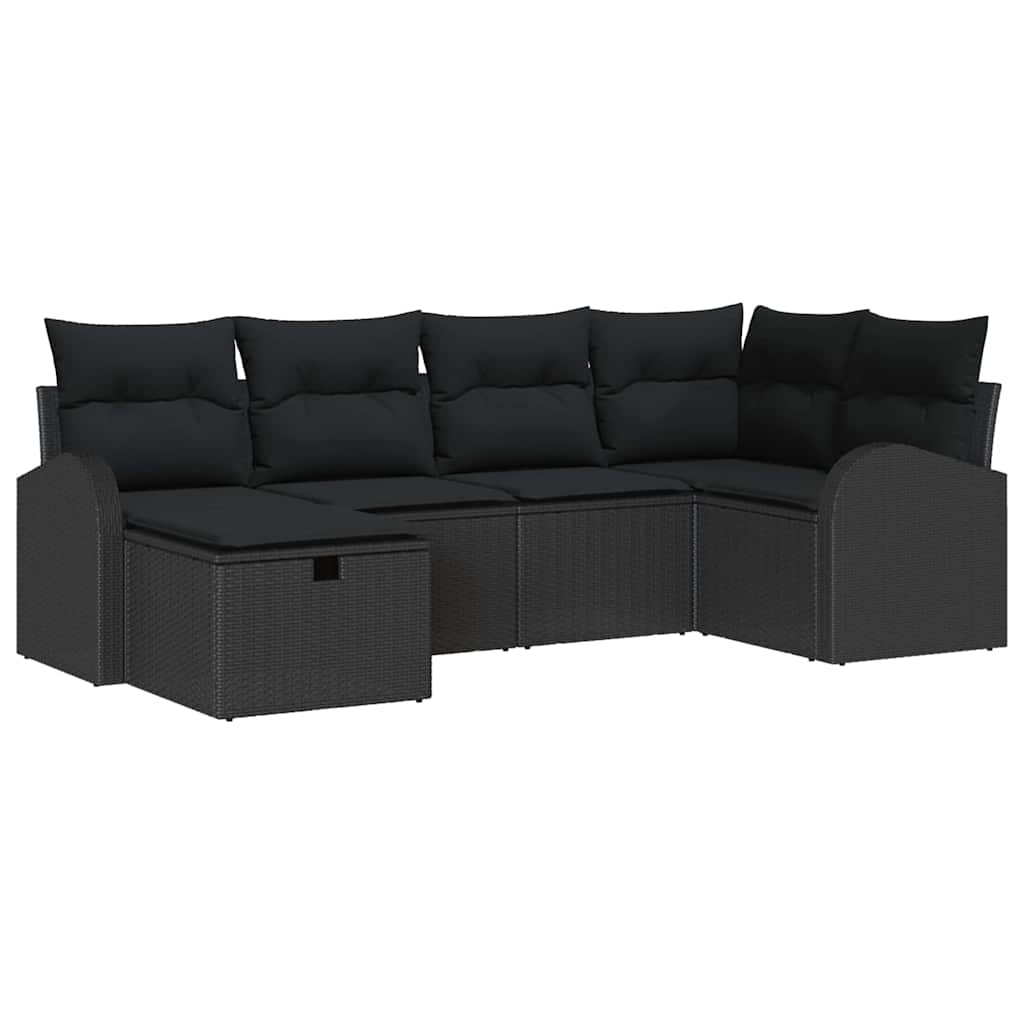 Sjedeća garnitura za vrt 6 kom. Crna poliratan 234 x 124 x 85 cm