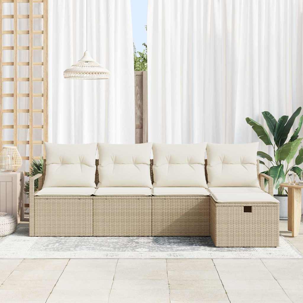 Sjedeća garnitura za vrt 5 kom. Bež poliratan 230 x 117 x 85 cm