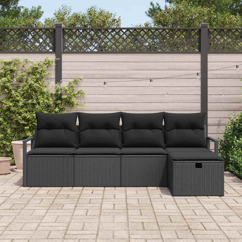 Sjedeća garnitura za vrt 5 kom. Crna poliratan 230 x 117 x 85 cm