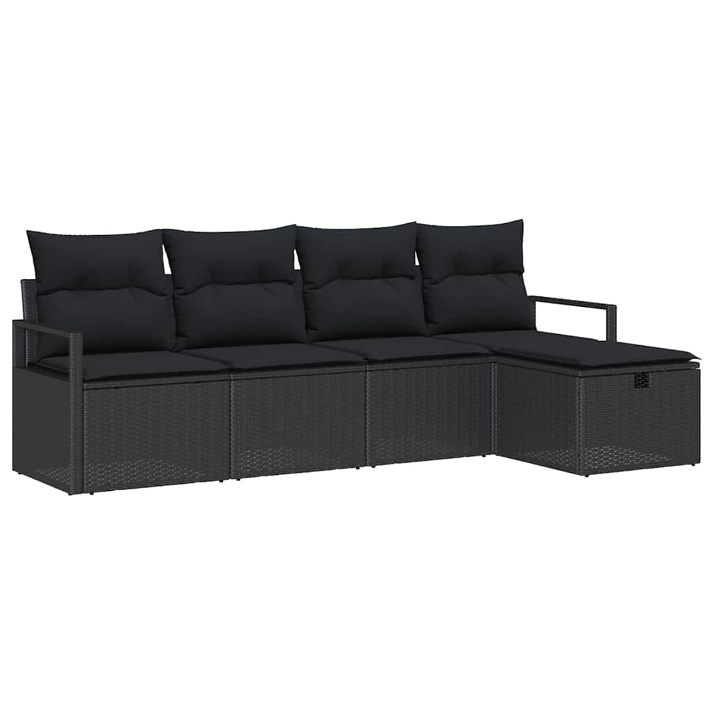 Sjedeća garnitura za vrt 5 kom. Crna poliratan 230 x 117 x 85 cm