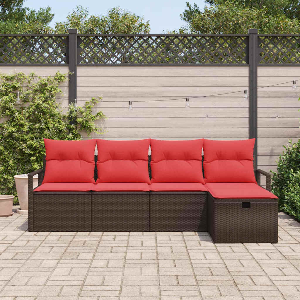 Sjedeća garnitura za vrt 5 kom. Smeđa poliratan 230 x 117 x 85 cm