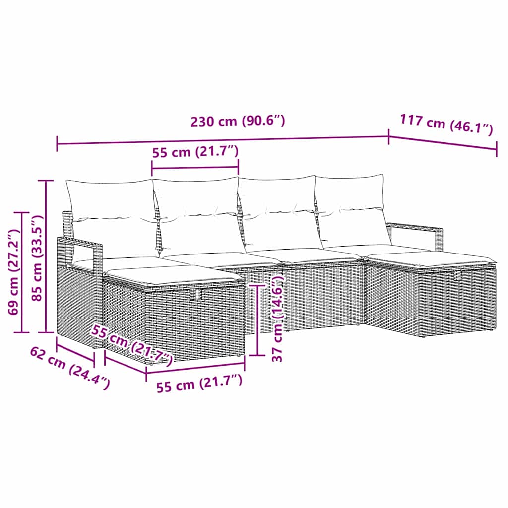 Set sofe s jastukom 5 pcs poliratan