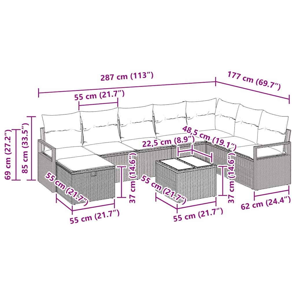 Set sofe s jastukom 5 pcs poliratan