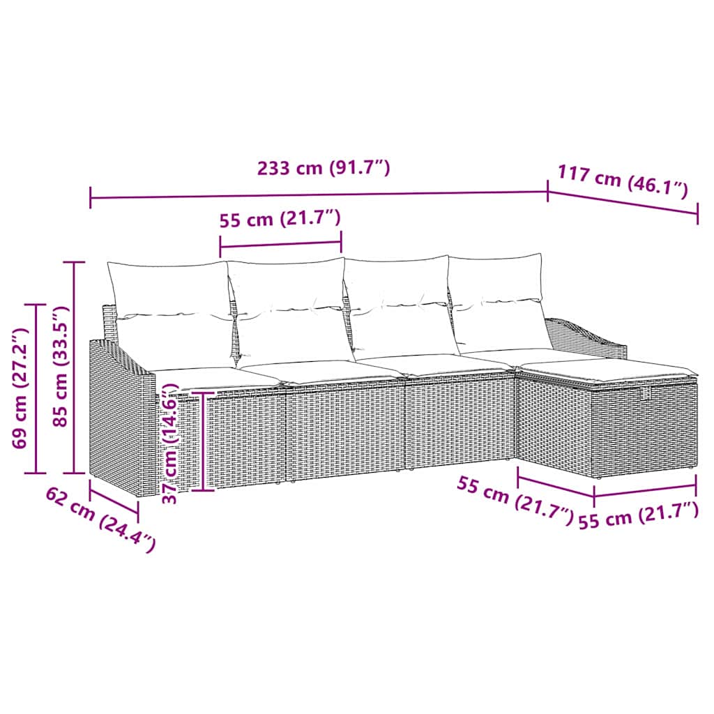 Set sofe s jastukom 5 pcs poliratan