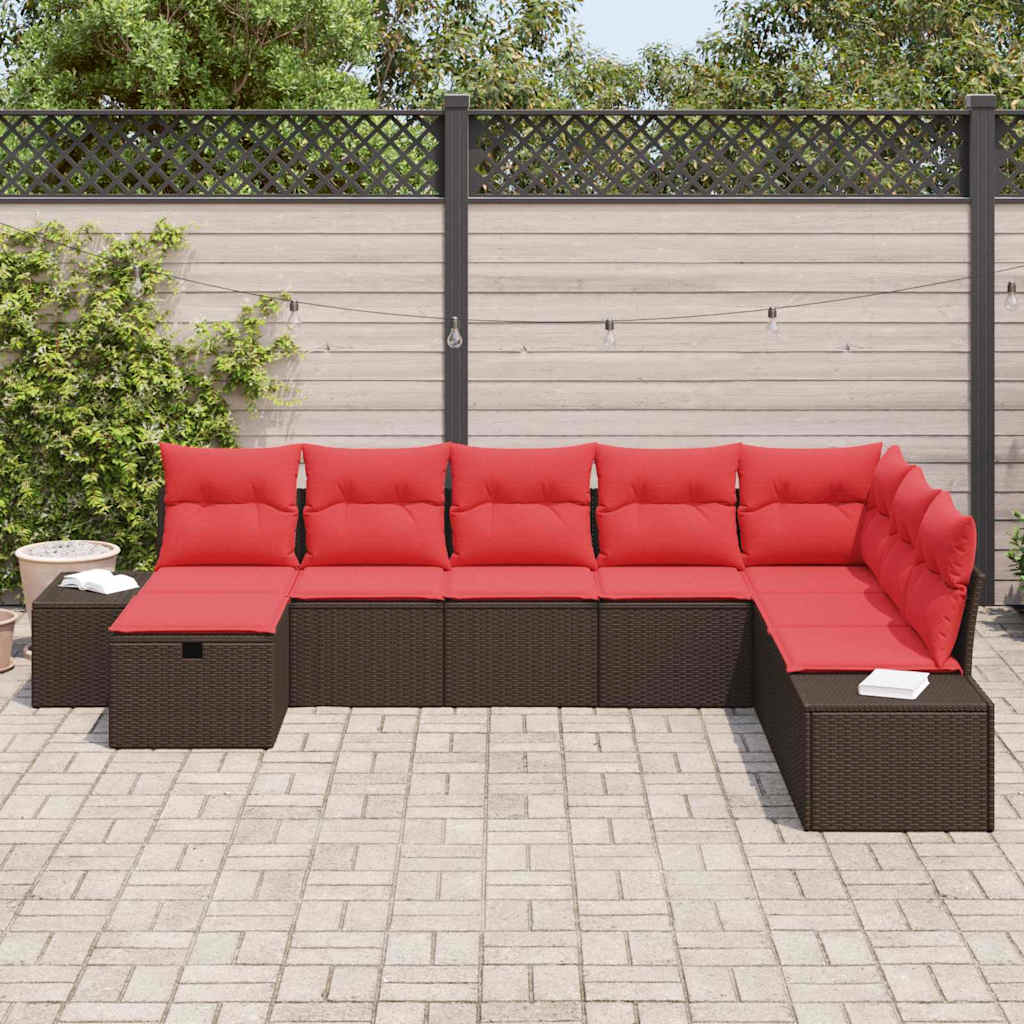 Sjedeća garnitura za vrt 8 kom. Smeđa poliratan 55 x 62 x 69 cm