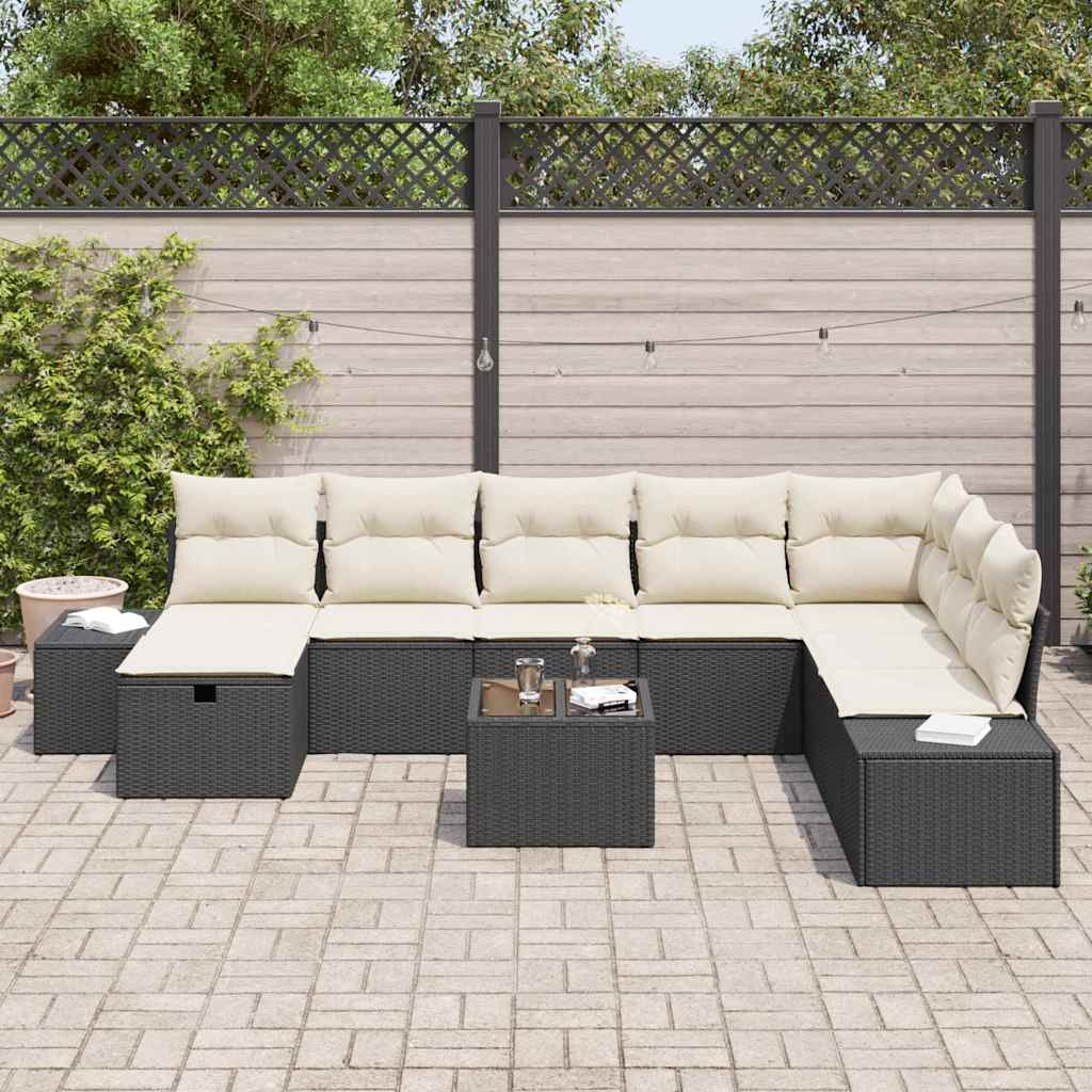 Sjedeća garnitura za vrt 9 kom. Crna poliratan 55 x 62 x 69 cm