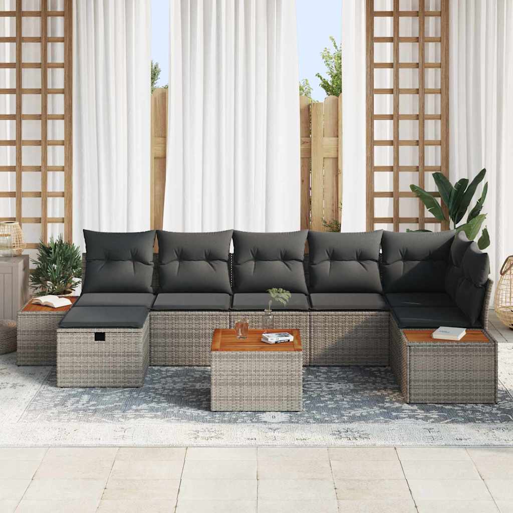 Sjedeća garnitura za vrt 8 kom. Siva poliratan 55 x 62 x 69 cm