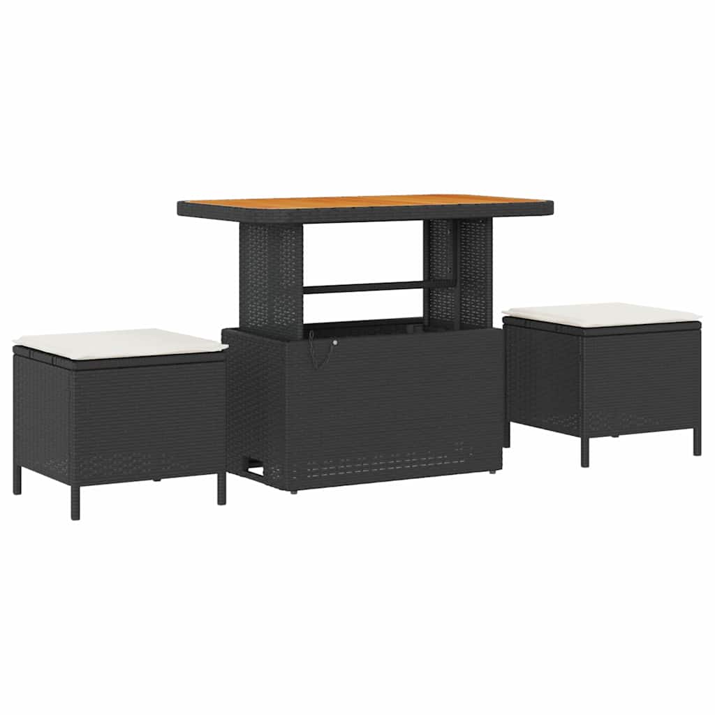 Sjedeća garnitura za vrt 9 kom. Crna poliratan 90 x 55 x 71 cm