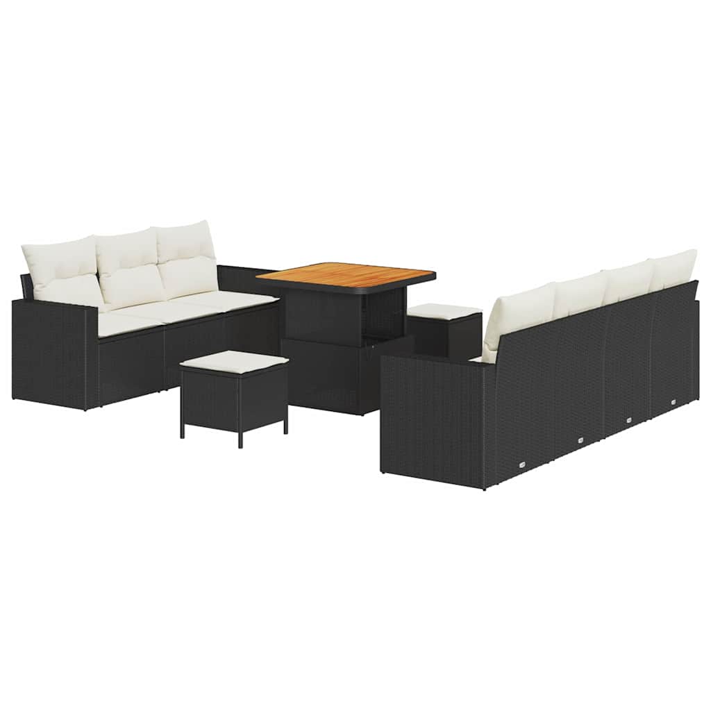 Sjedeća garnitura za vrt 10 kom. Crna poliratan 80 x 80 x 71 cm