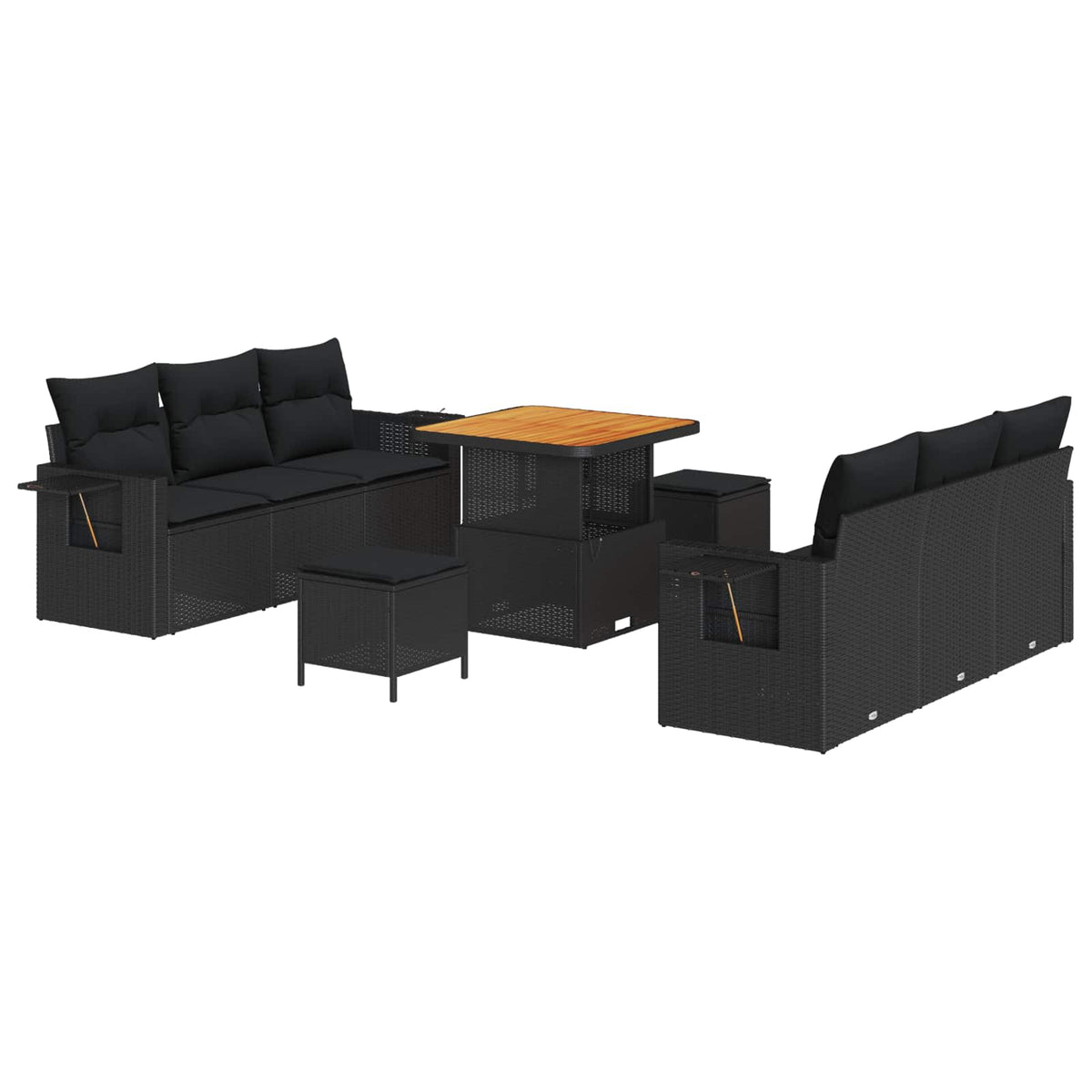 Sjedeća garnitura za vrt Crna poliratan 80 x 80 x 71 cm