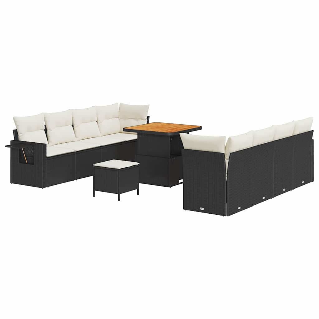 Sjedeća garnitura za vrt 11 kom. Crna Poli ratan 80 x 80 x 71 cm