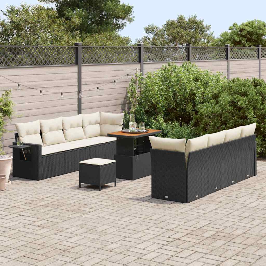 Sjedeća garnitura za vrt 11 kom. Crna Poli ratan 90 x 55 x 71 cm
