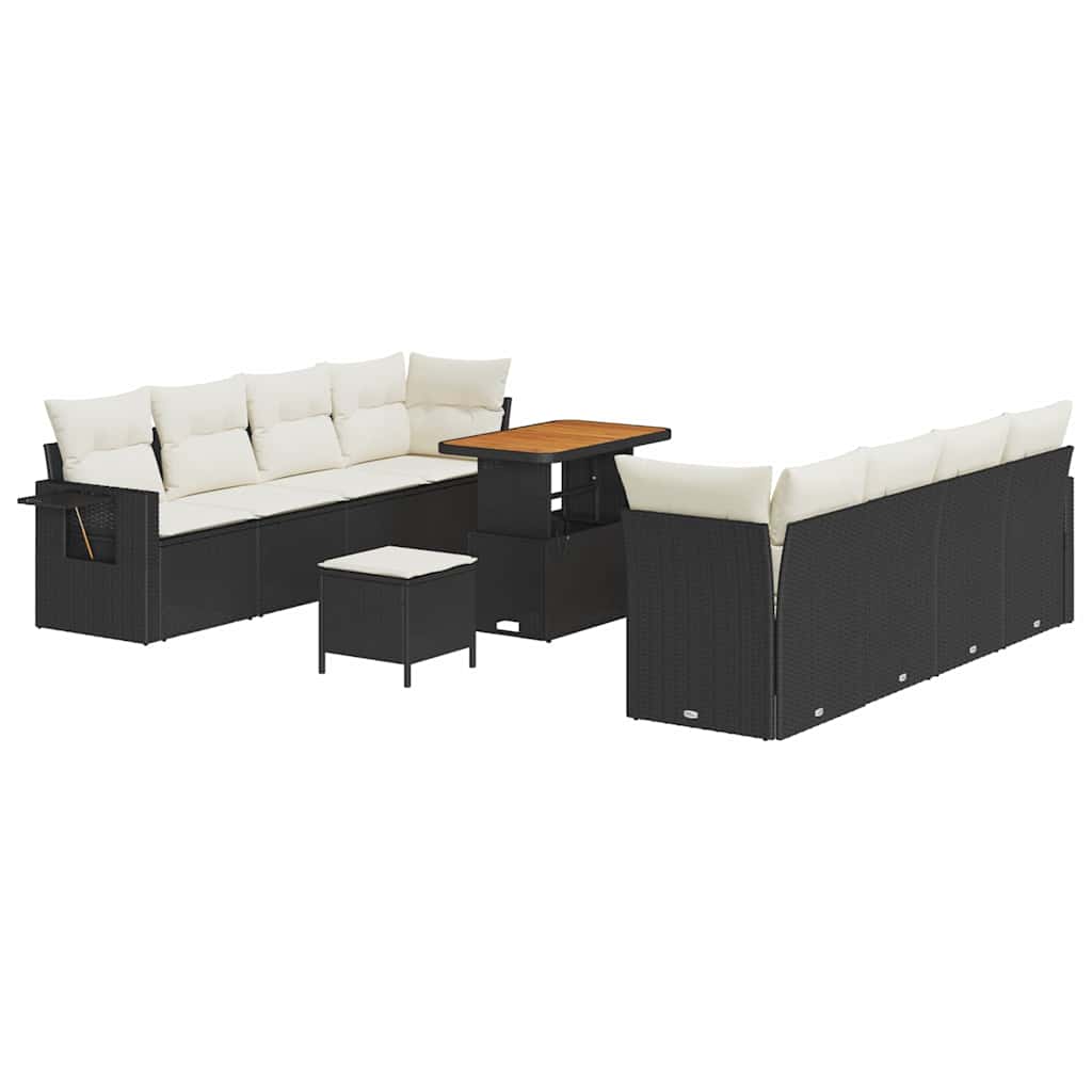 Sjedeća garnitura za vrt 11 kom. Crna Poli ratan 90 x 55 x 71 cm